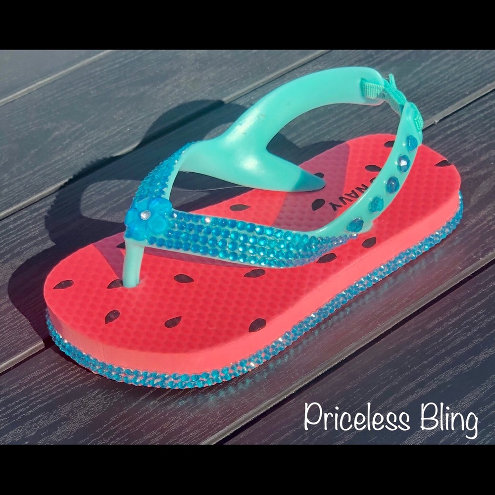 Rhinestone Embellished Toddler Flip Flops 🍉